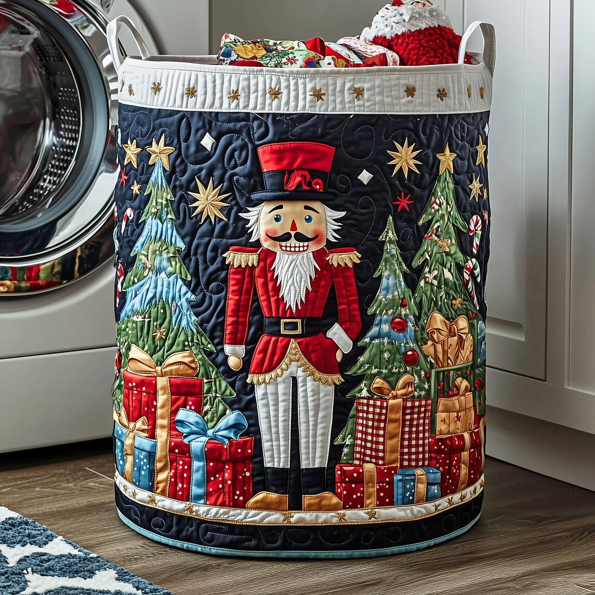 Christmas Nutcracker Tree And Gifts laundry basket
