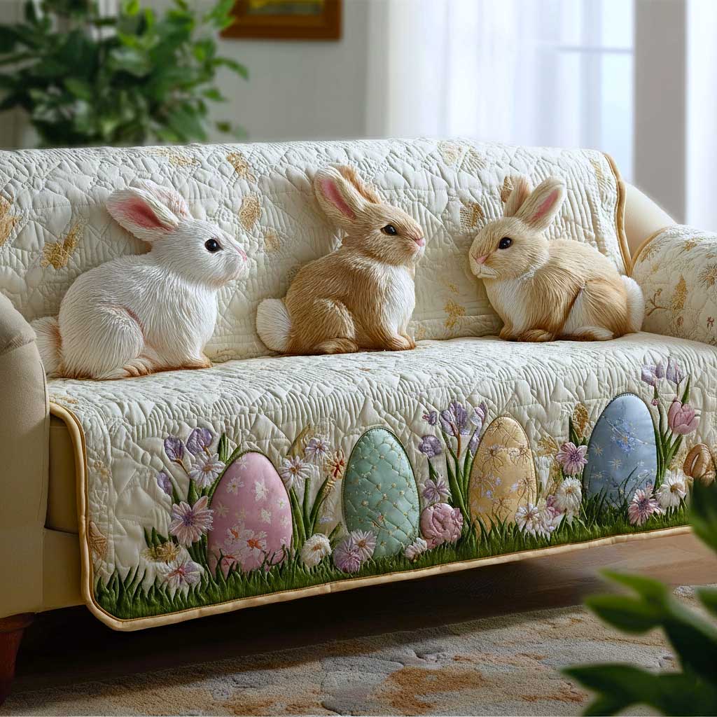 Cottage Bunny Quilted Sofa Cover Fall Halloween Decor For Sofa Couch