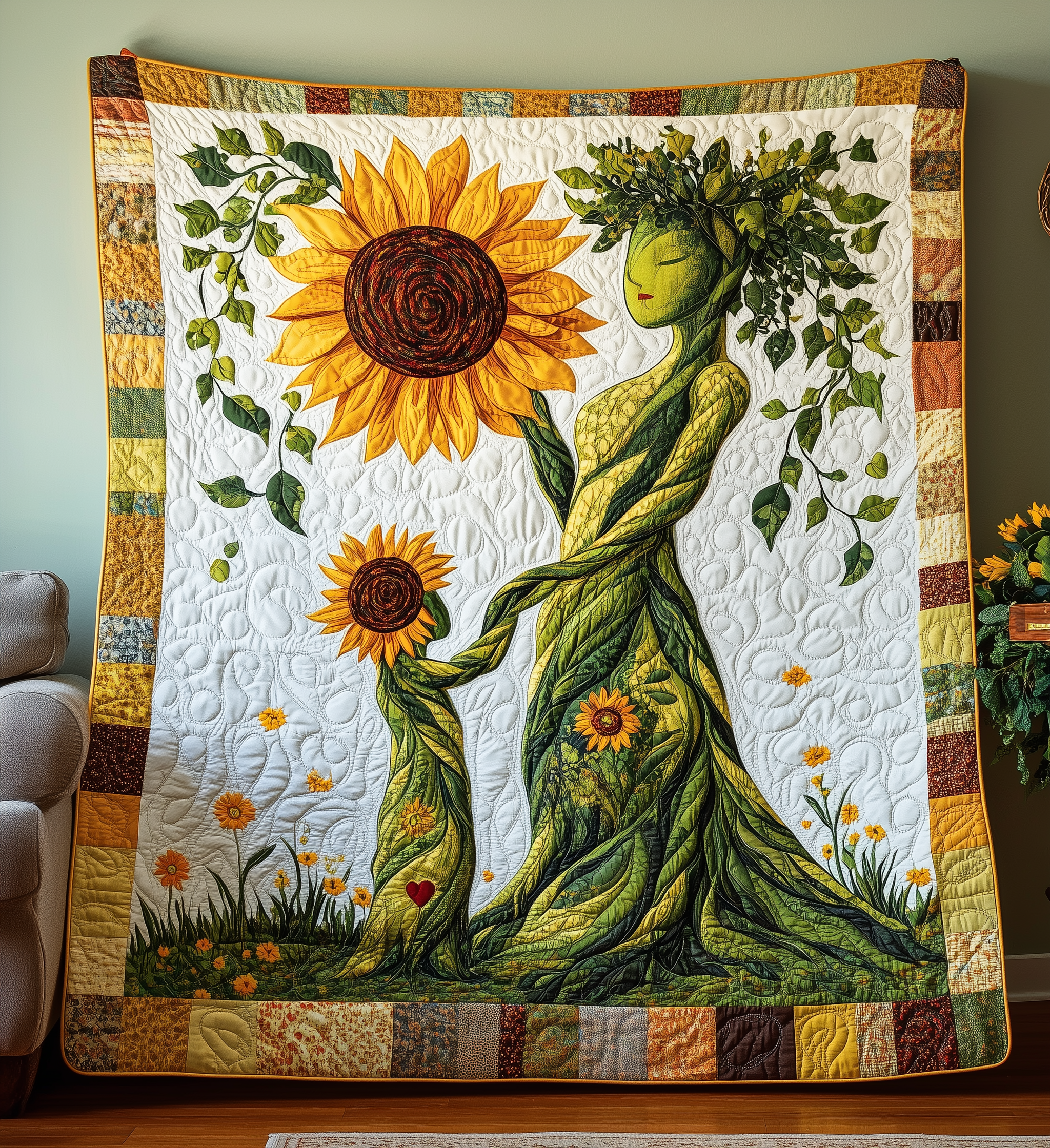 Mother Nature Quilt Blanket, Sunflower Blanket, Mothers Day Gift, Gift For Mom