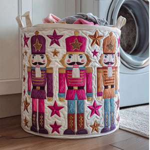 Pink Christmas Nutcracker Soldiers laundry basket