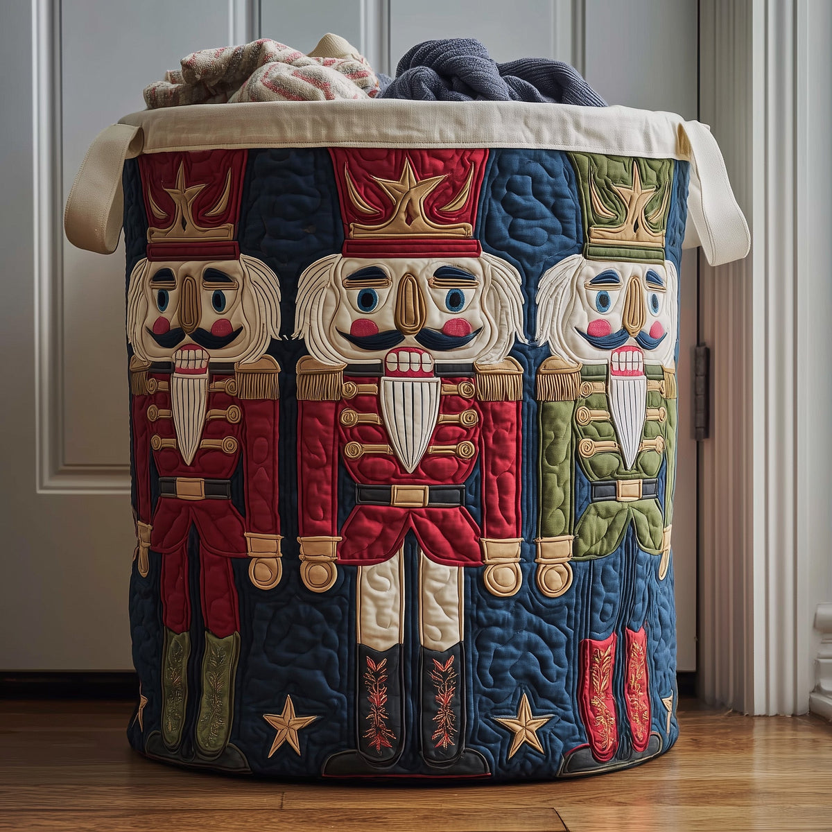 Traditional Christmas Nutcracker Trio laundry basket