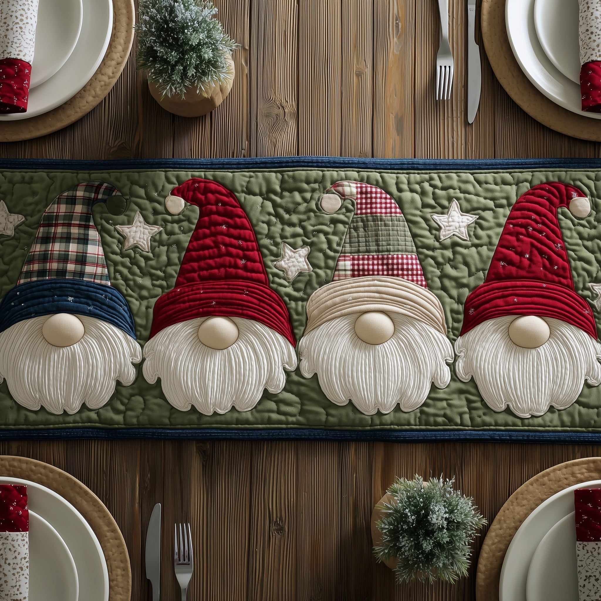 Winter Gnomes Quilted Table Runner, Easter Table Runner, Spring Table Runner, Mother's Day Gifts