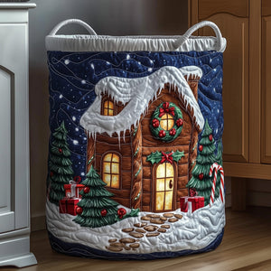 Snowy Gingerbread Cottage laundry basket