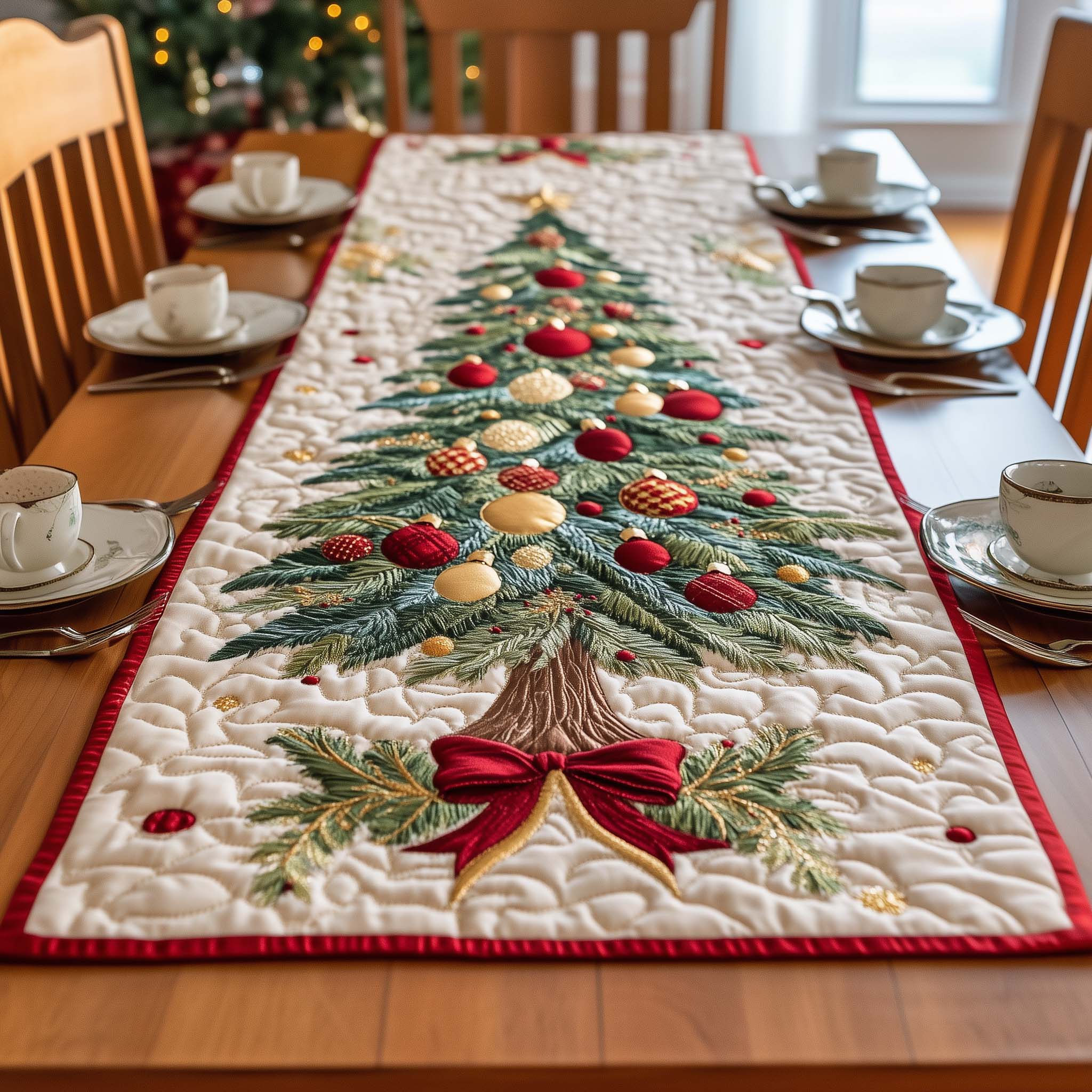 Holly Christmas Quilted Table Runner, Easter Table Runner, Spring Table Runner, Mother's Day Gifts