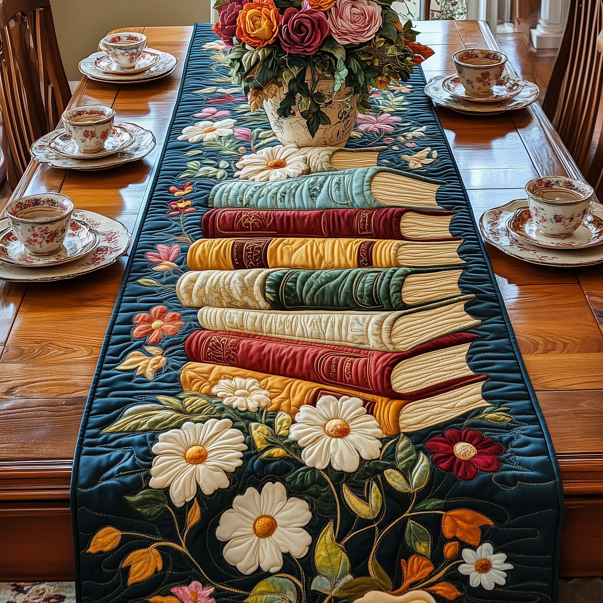 Garden Stories Quilted Table Runner, Easter Table Runner, Spring Table Runner, Mother's Day Gifts