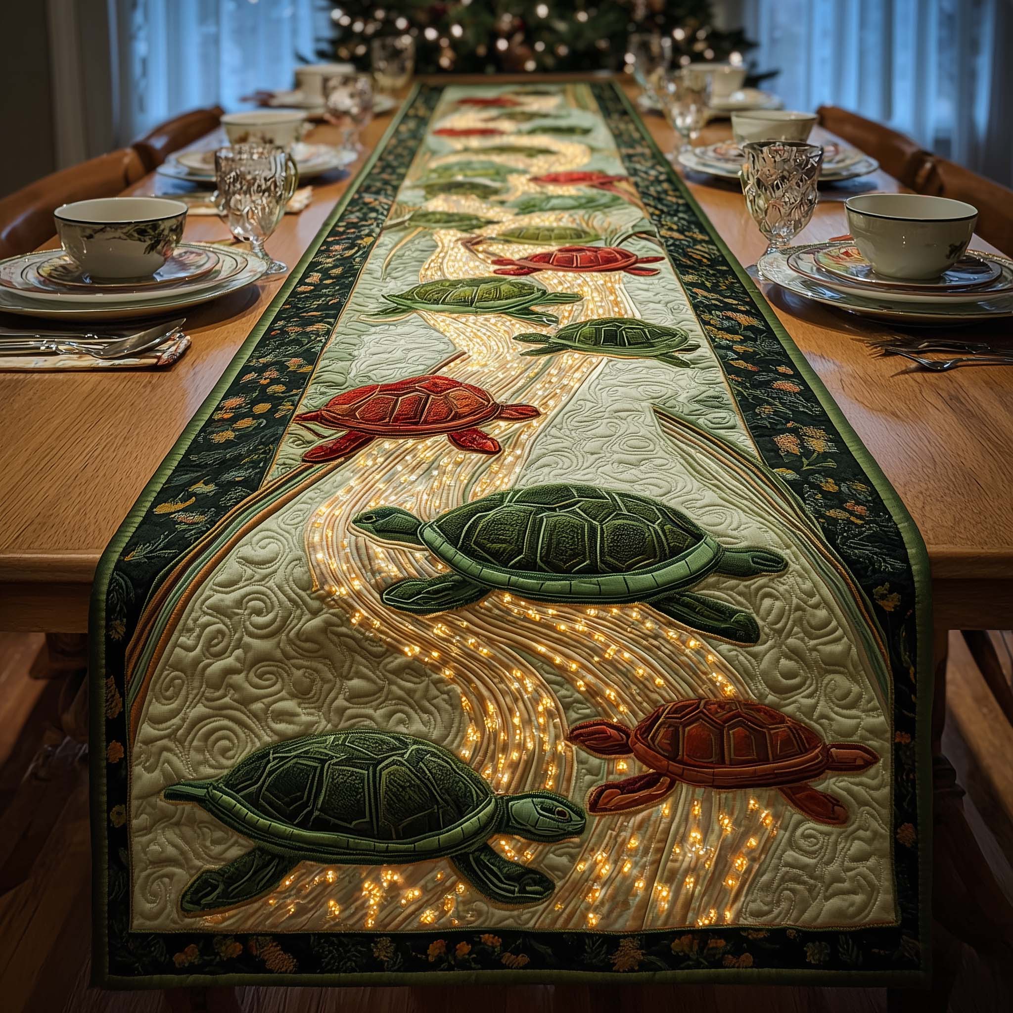 Lantern Stream Quilted Table Runner, Easter Table Runner, Spring Table Runner, Mother's Day Gifts