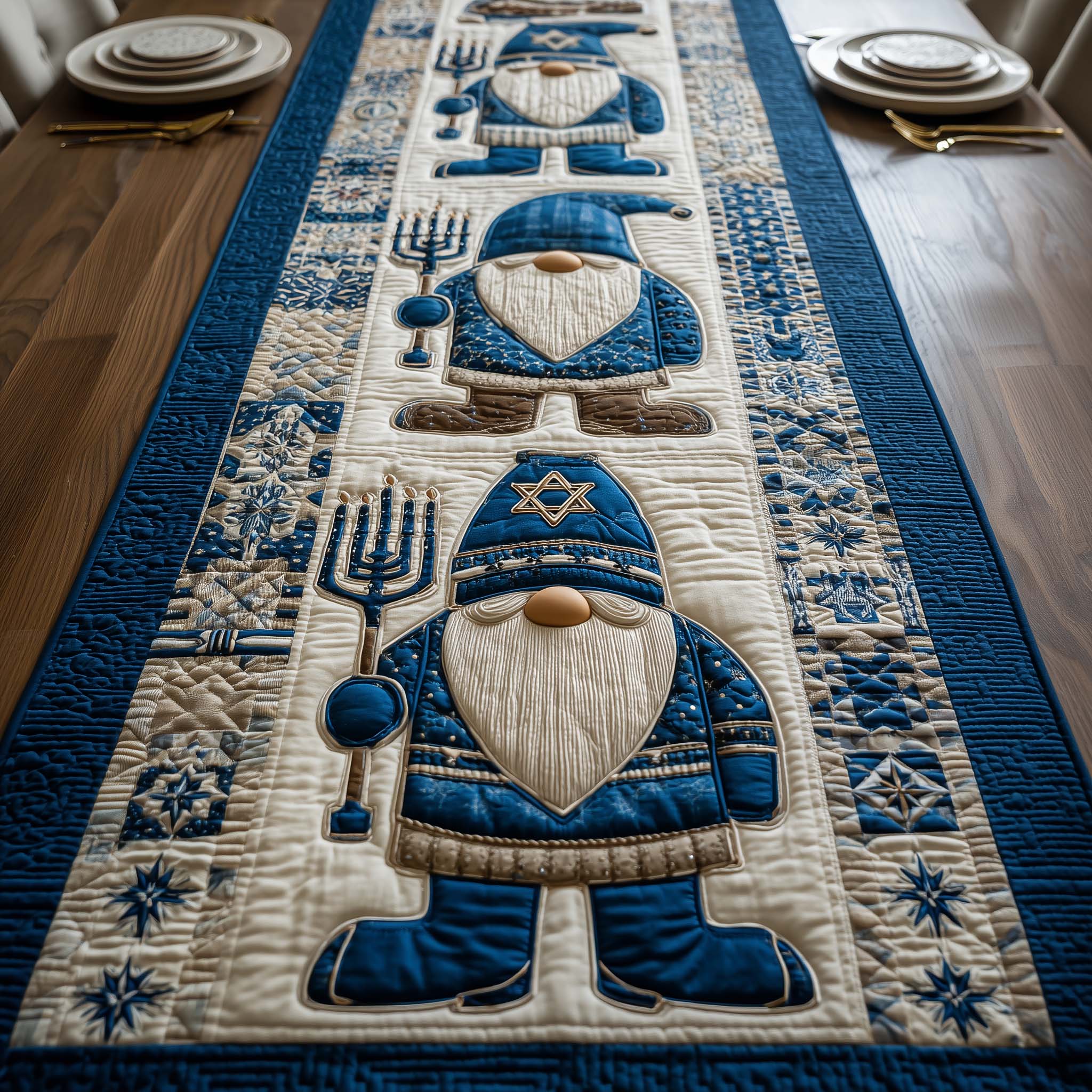 Hanukkah Gnomes Quilted Table Runner, Easter Table Runner, Spring Table Runner, Mother's Day Gifts
