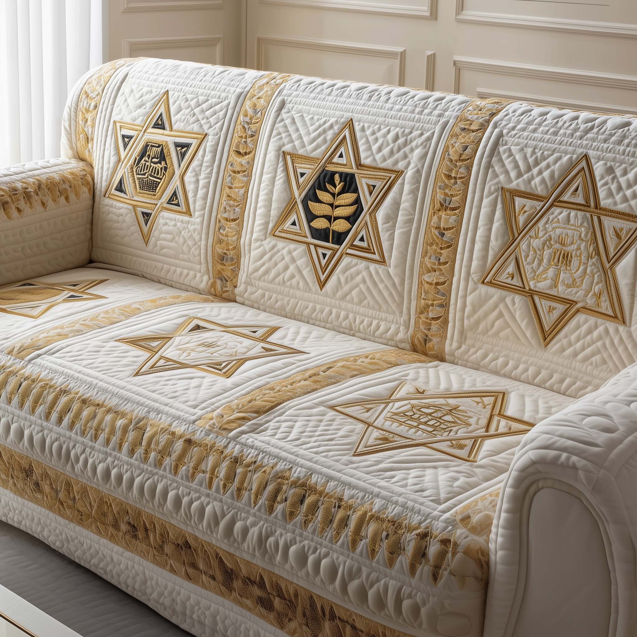 Star of David Quilted Sofa Cover Fall Halloween Decor For Sofa Couch