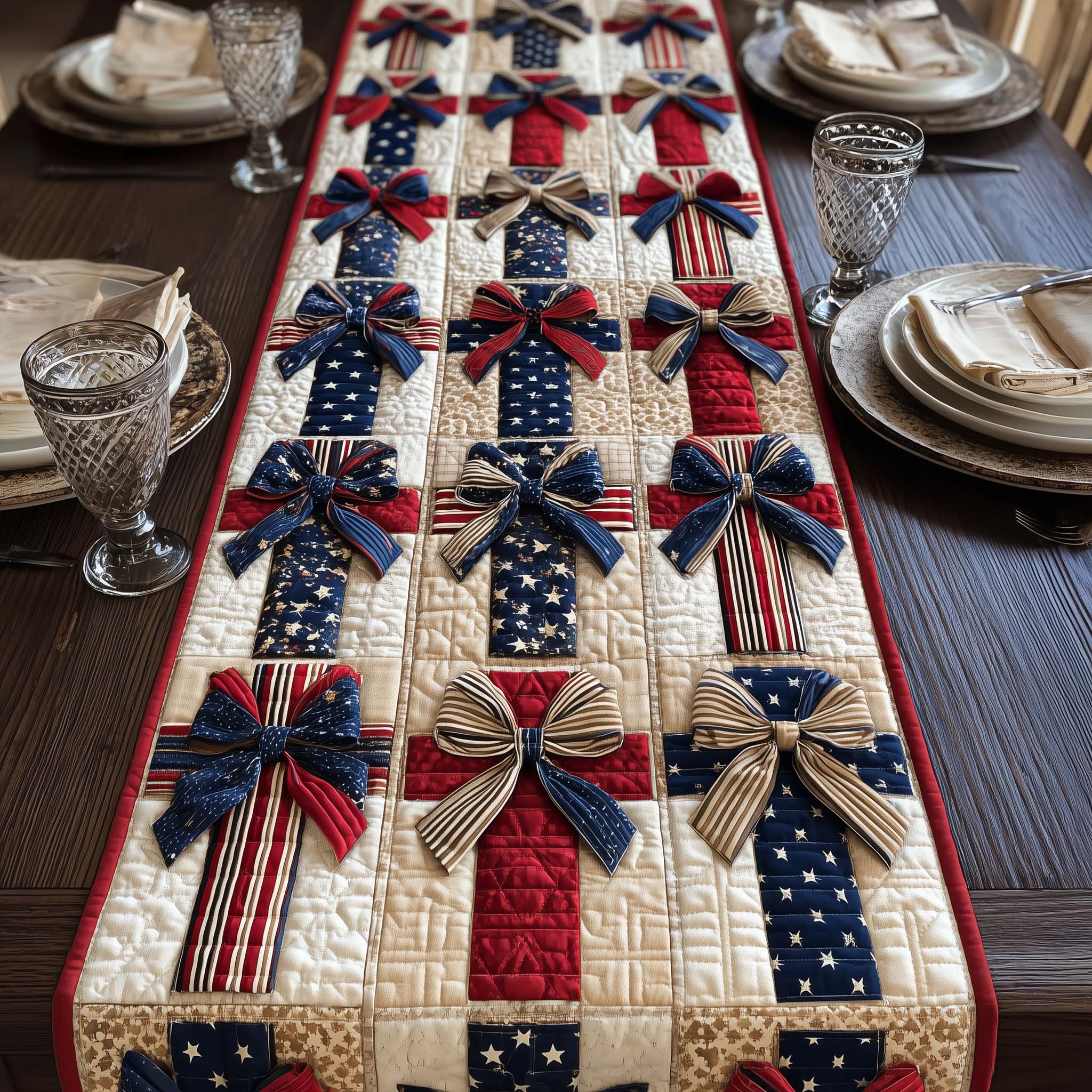 Freedom Valor Heritage Quilted Table Runner, Easter Table Runner, Spring Table Runner, Mother's Day Gifts