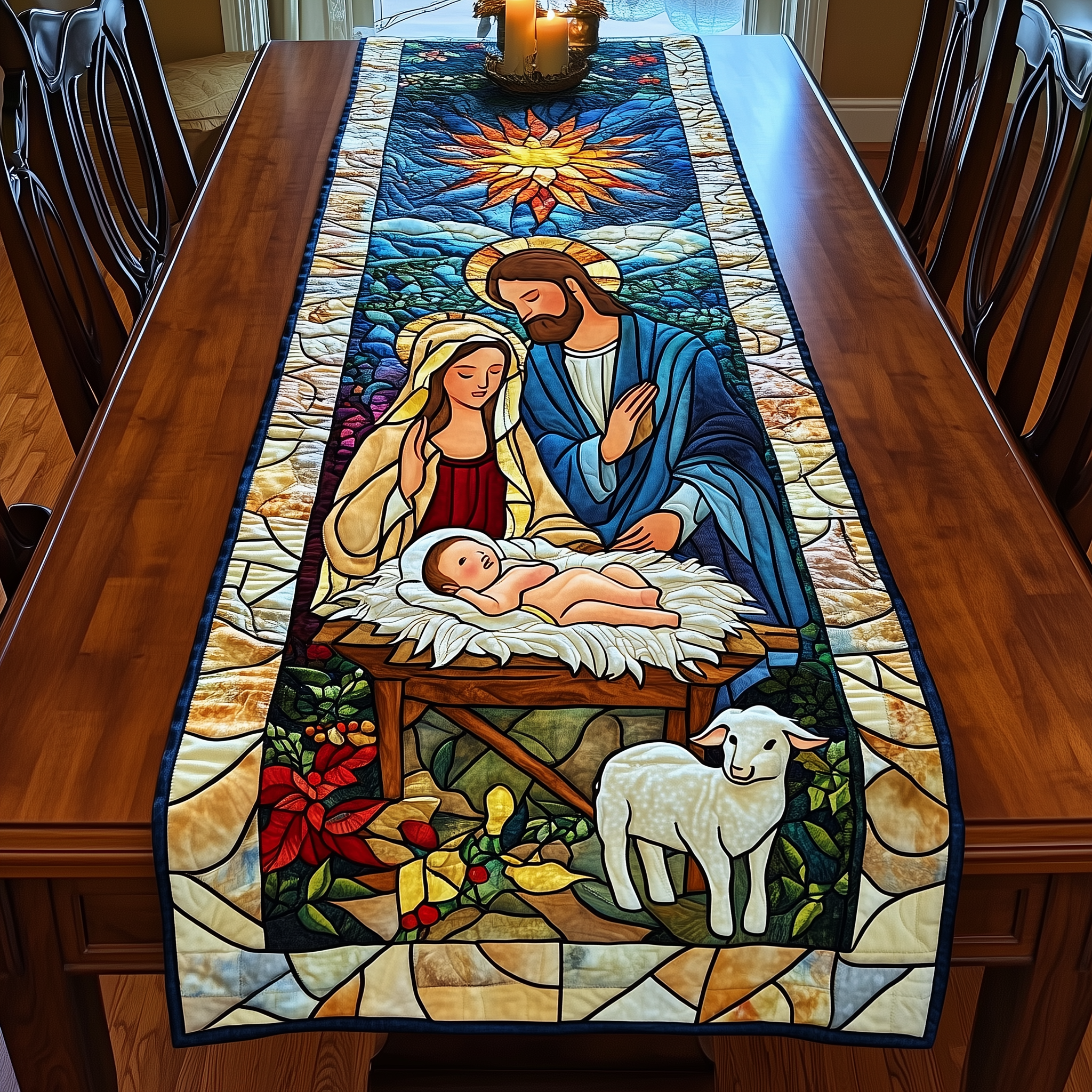Holy Night Blessings Quilted Table Runner, Easter Table Runner, Spring Table Runner, Mother's Day Gifts