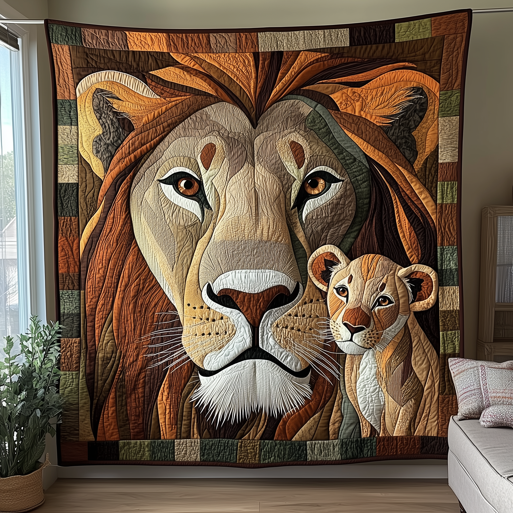 Lion And Mom Quilt Blanket, Lion Blanket, Mothers Day Gift, Gift For Mom