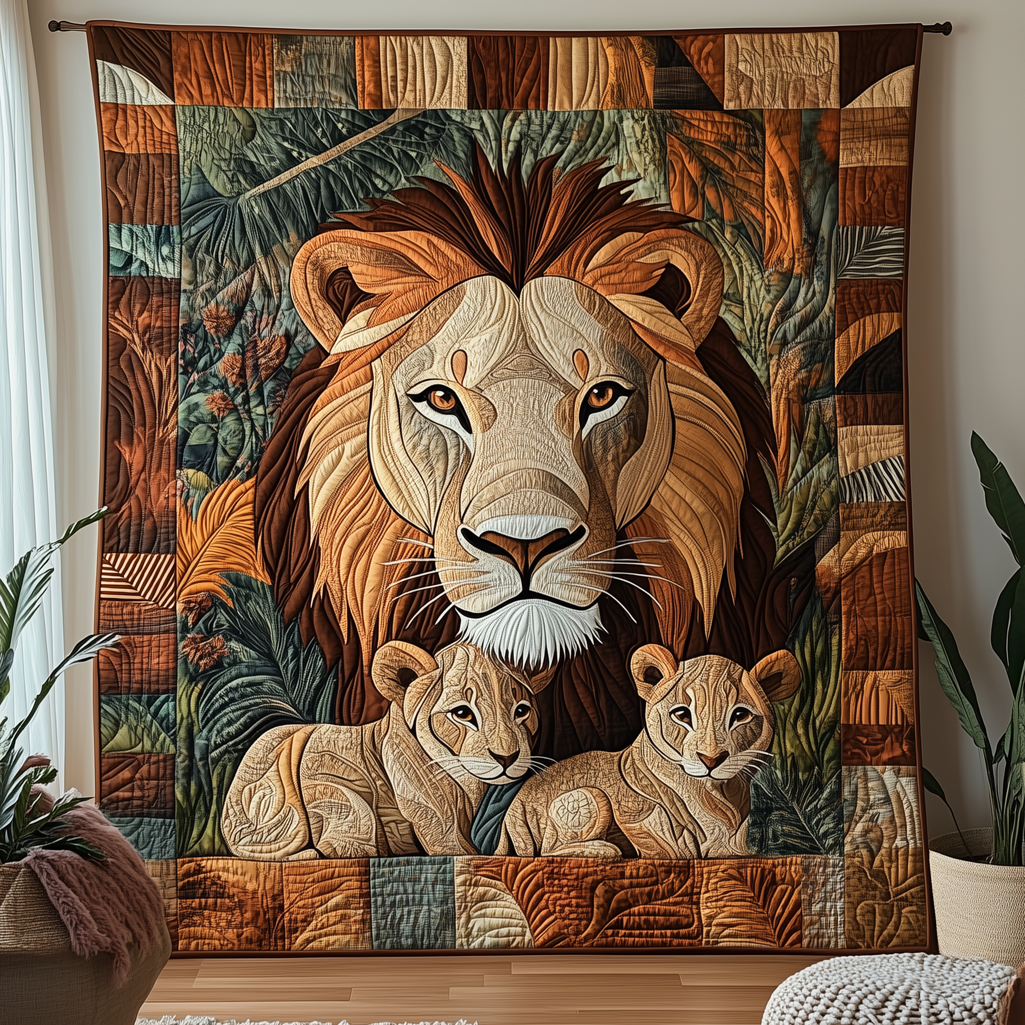 Lion Family Quilt Blanket, Lion Blanket, Mothers Day Gift, Gift For Mom