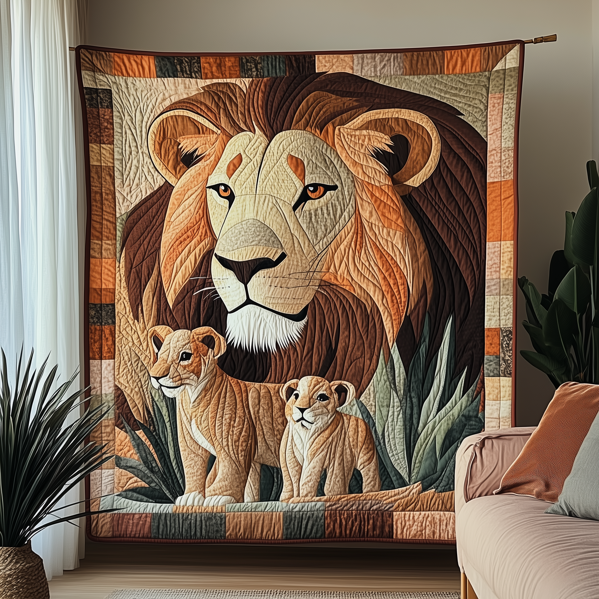 Lion Fam Quilt Blanket, Lion Blanket, Mothers Day Gift, Gift For Mom