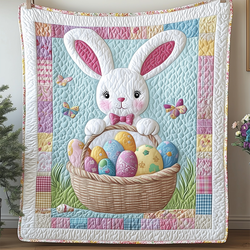 Cute Easter Bunny Quilt Blanket, Bunny Blanket, Bedroom Decor, Mother's Day Gift, Easter Decor, Easter Gift