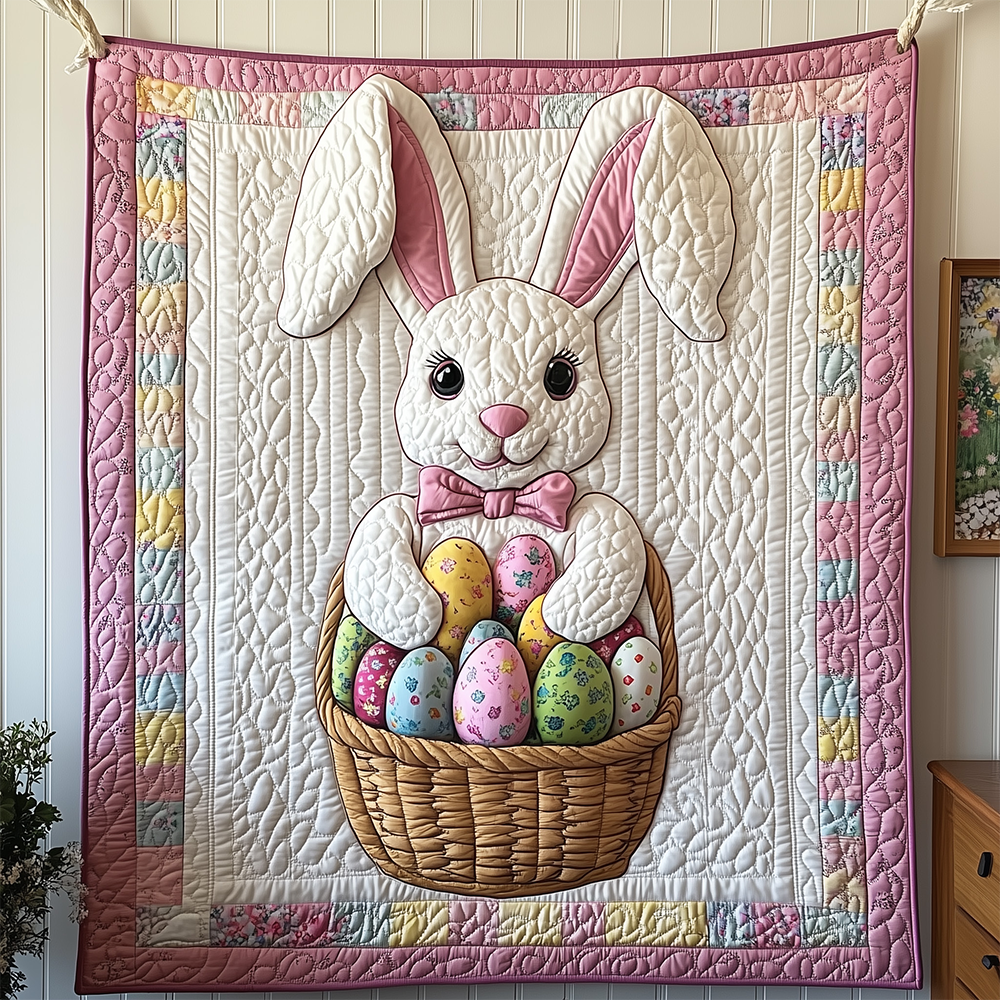 Pink Easter Bunny Quilt Blanket, Bunny Blanket, Bedroom Decor, Mother's Day Gift, Easter Decor, Easter Gift