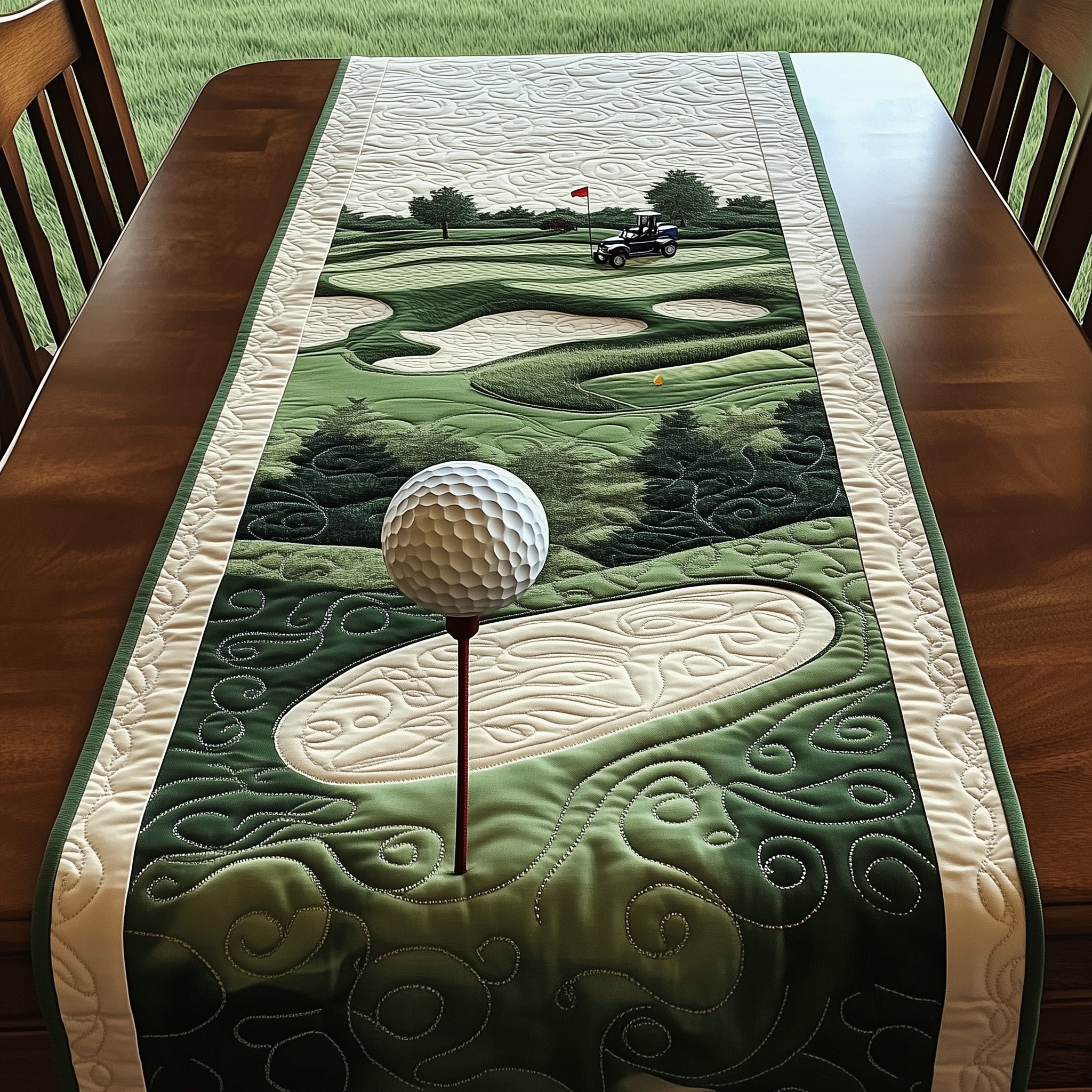Fairway Dreams Quilted Table Runner, Easter Table Runner, Spring Table Runner, Mother's Day Gifts