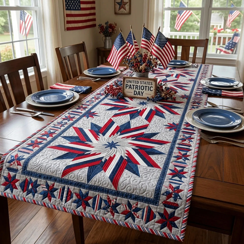 Freedom Stars Quilted Table Runner, Easter Table Runner, Spring Table Runner, Mother's Day Gifts