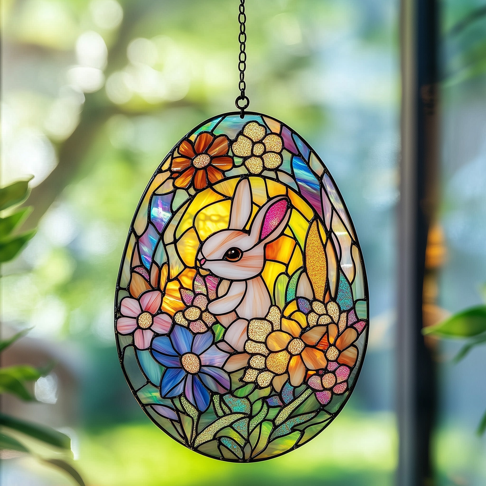 Bunny Garden Acrylic Suncatcher, Easter Decor, Easter Gift