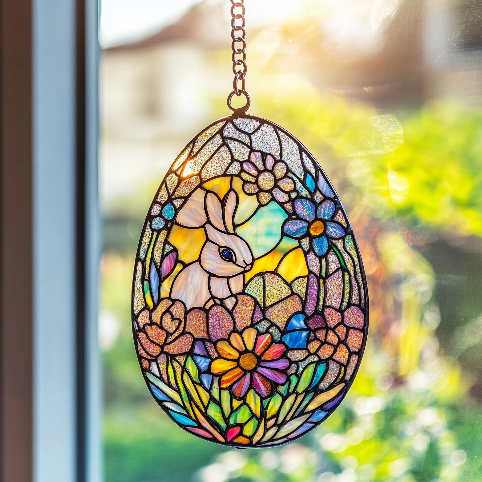 Easter Egg Bunny Acrylic Suncatcher, Easter Decor, Easter Gift