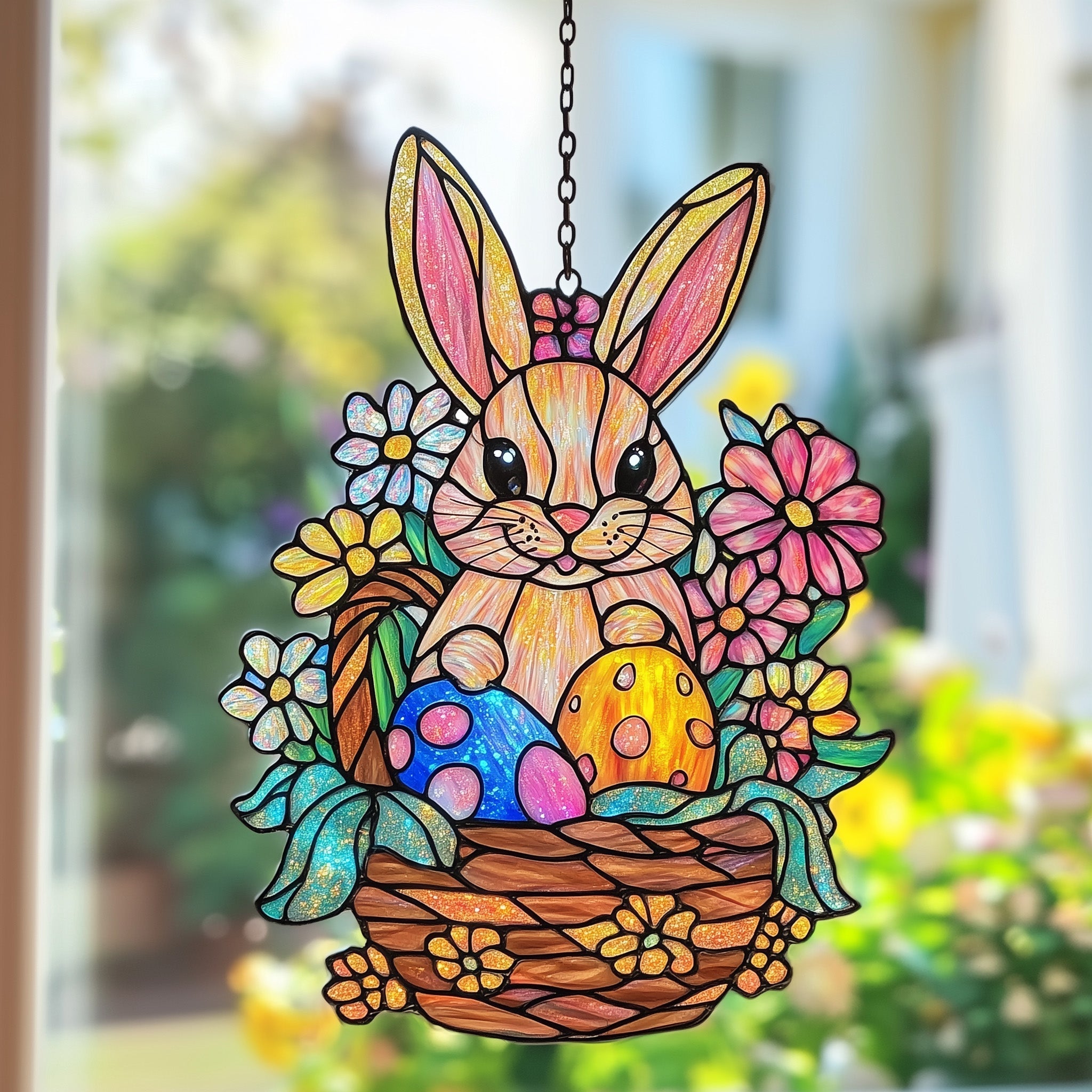 Cute Easter Bunny Acrylic Suncatcher, Easter Decor, Easter Gift