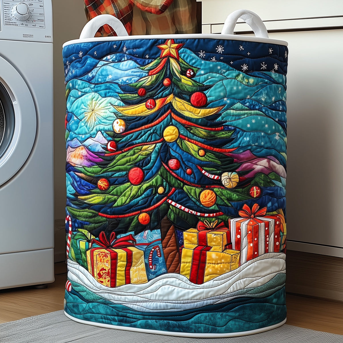 Christmas Tree And Presents laundry basket