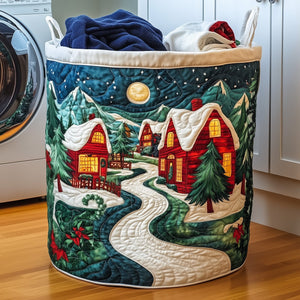 Red Cottages Christmas Village laundry basket