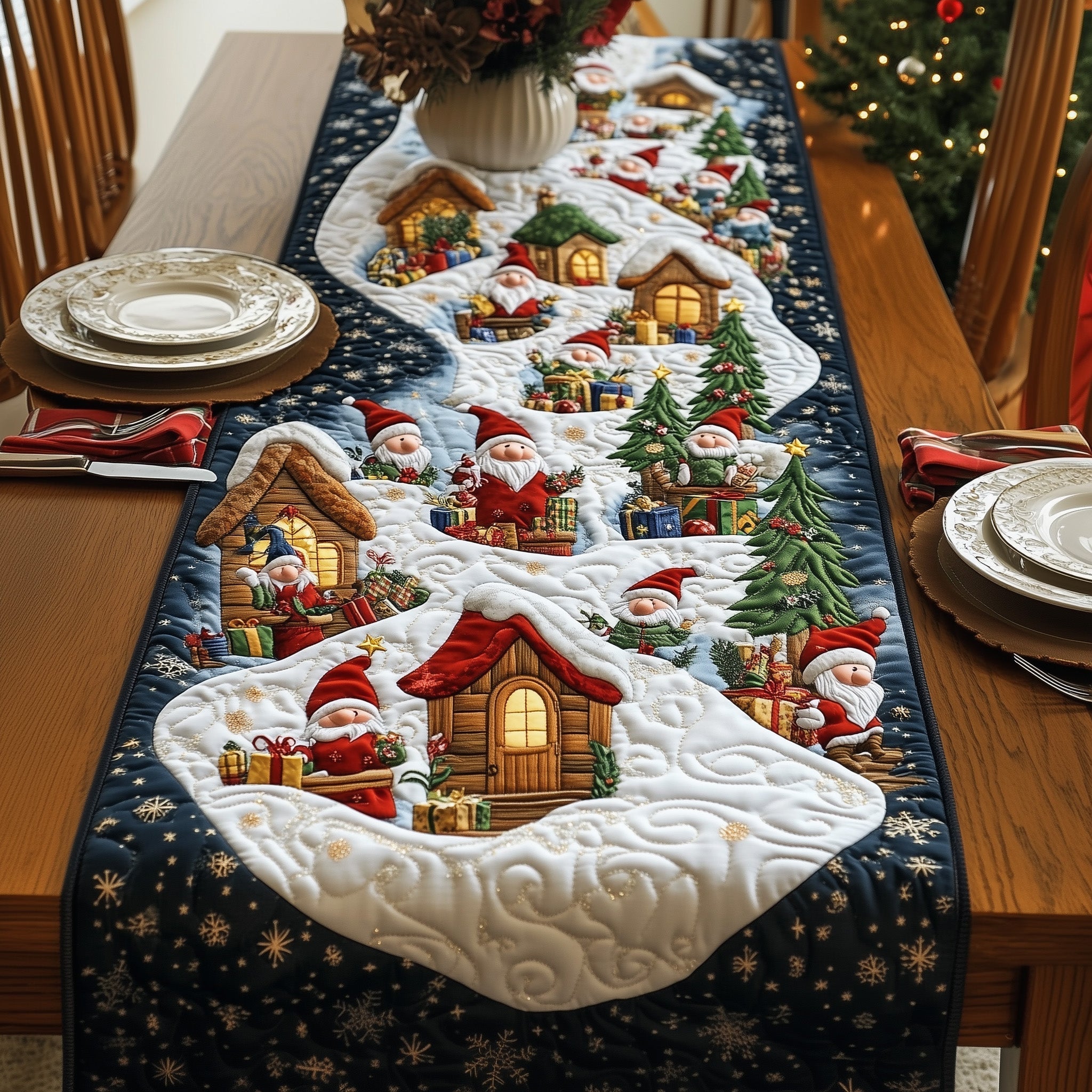 Christmas Gnome Quilted Table Runner, Easter Table Runner, Spring Table Runner, Mother's Day Gifts