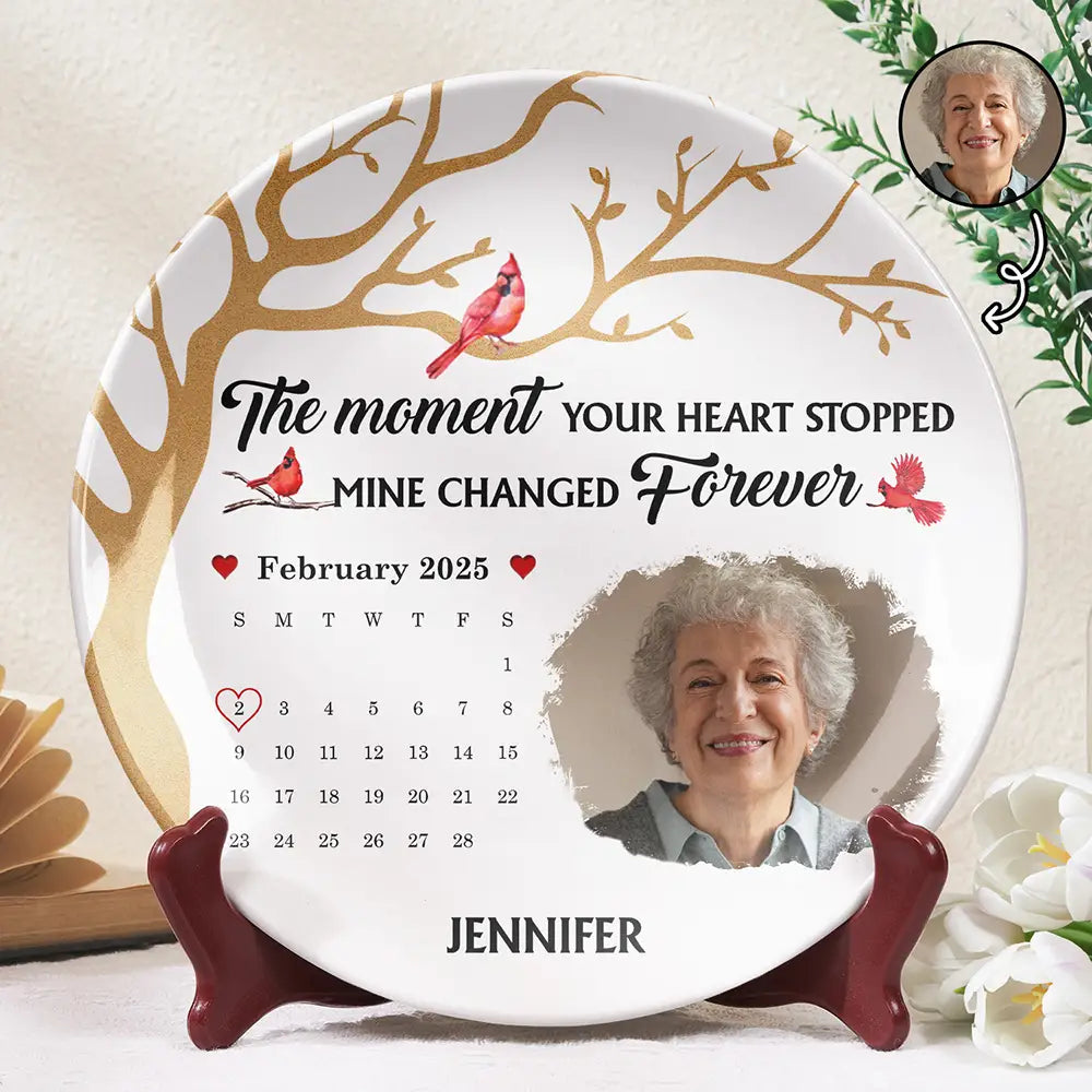 The Moment Your Heart Stopped Personalized Plate, Memorial Gift, Sympathy Gifts