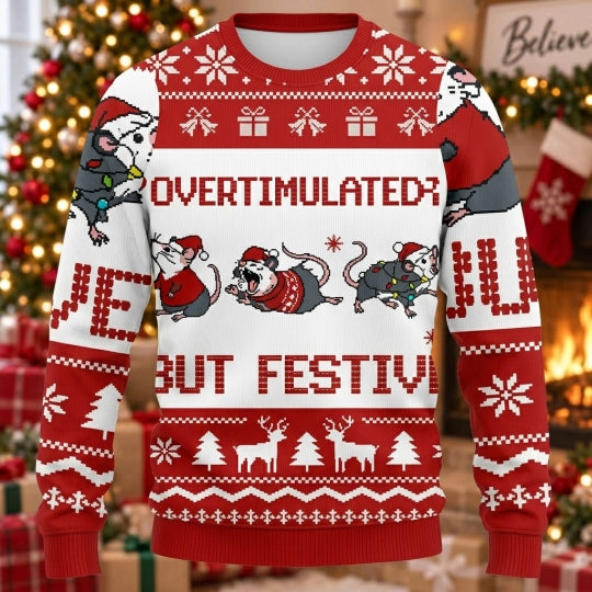But Festive Rats Ugly Christmas Sweater