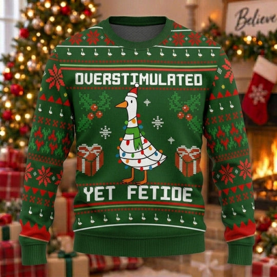 Santa Goose In Lights Ugly Christmas Sweater