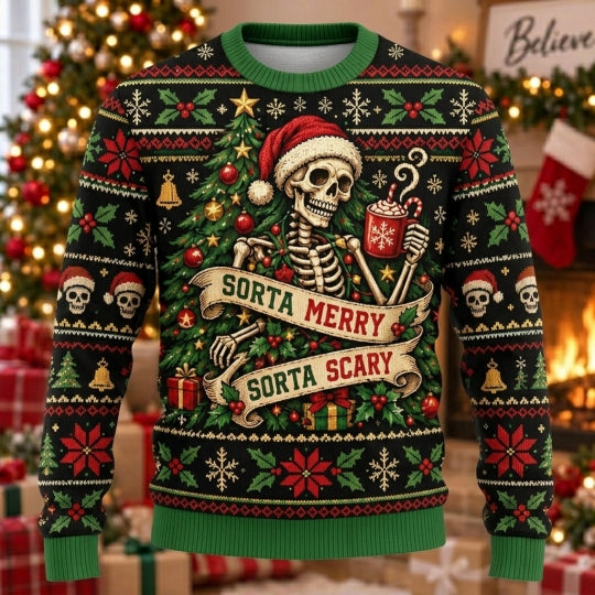 Sorta Merry Sorta Scary Ugly Christmas Sweater