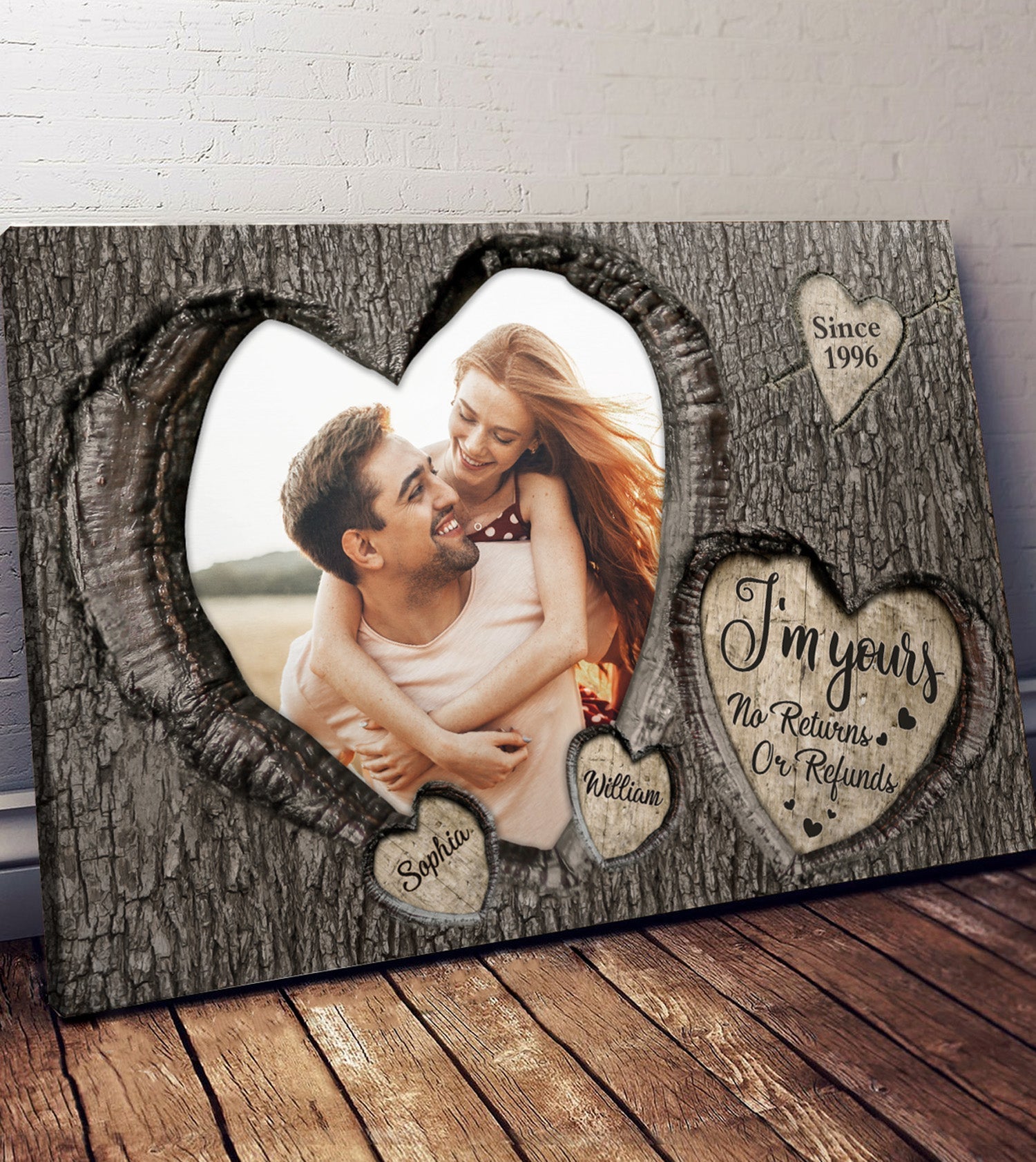 I'm Yours No Returns Or Refunds Personalized Photo Canvas Wall Art, Wedding Anniversary Gifts