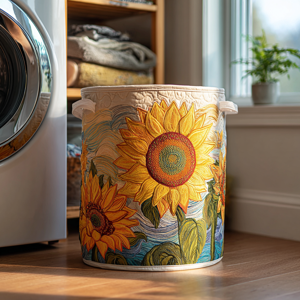 Golden Sunflower Laundry Basket Laundry Gifts, Housewarming Gift Ideas, Mother's Day Gifts