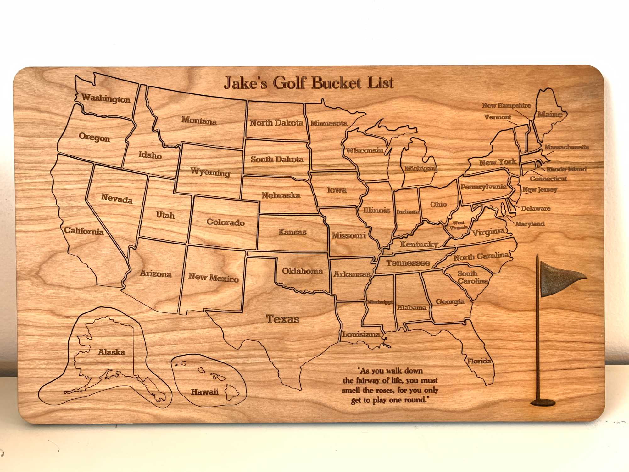 Golf in 50 States Tracker Wood Sign, Unique Christmas Gifts For Dad