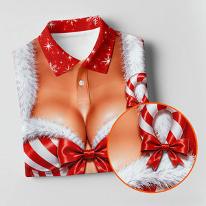 Christmas Candy Cane Corset Golf Shirt, Golf Gifts For Men, Funny Mens Golf Shirts