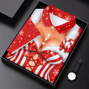 Christmas Candy Cane Corset Golf Shirt, Golf Gifts For Men, Funny Mens Golf Shirts