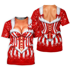 Christmas Candy Cane Corset Golf Shirt, Golf Gifts For Men, Funny Mens Golf Shirts