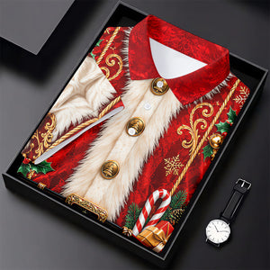 Christmas Ornate Santa Suit Golf Shirt, Golf Shirts For Men, Mens Holiday Golf Shirts