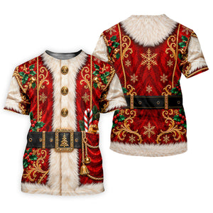 Christmas Ornate Santa Suit Golf Shirt, Golf Shirts For Men, Mens Holiday Golf Shirts