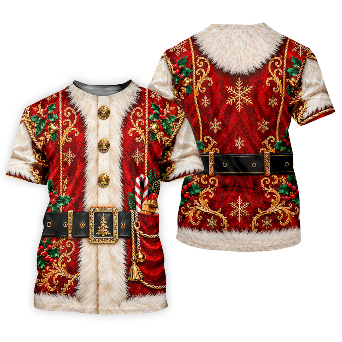 Christmas Ornate Santa Suit Golf Shirt, Golf Shirts For Men, Mens Holiday Golf Shirts
