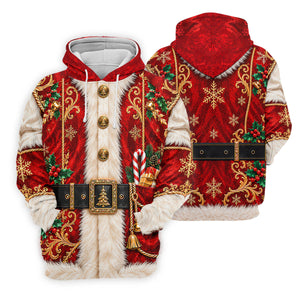 Christmas Ornate Santa Suit Golf Shirt, Golf Shirts For Men, Mens Holiday Golf Shirts
