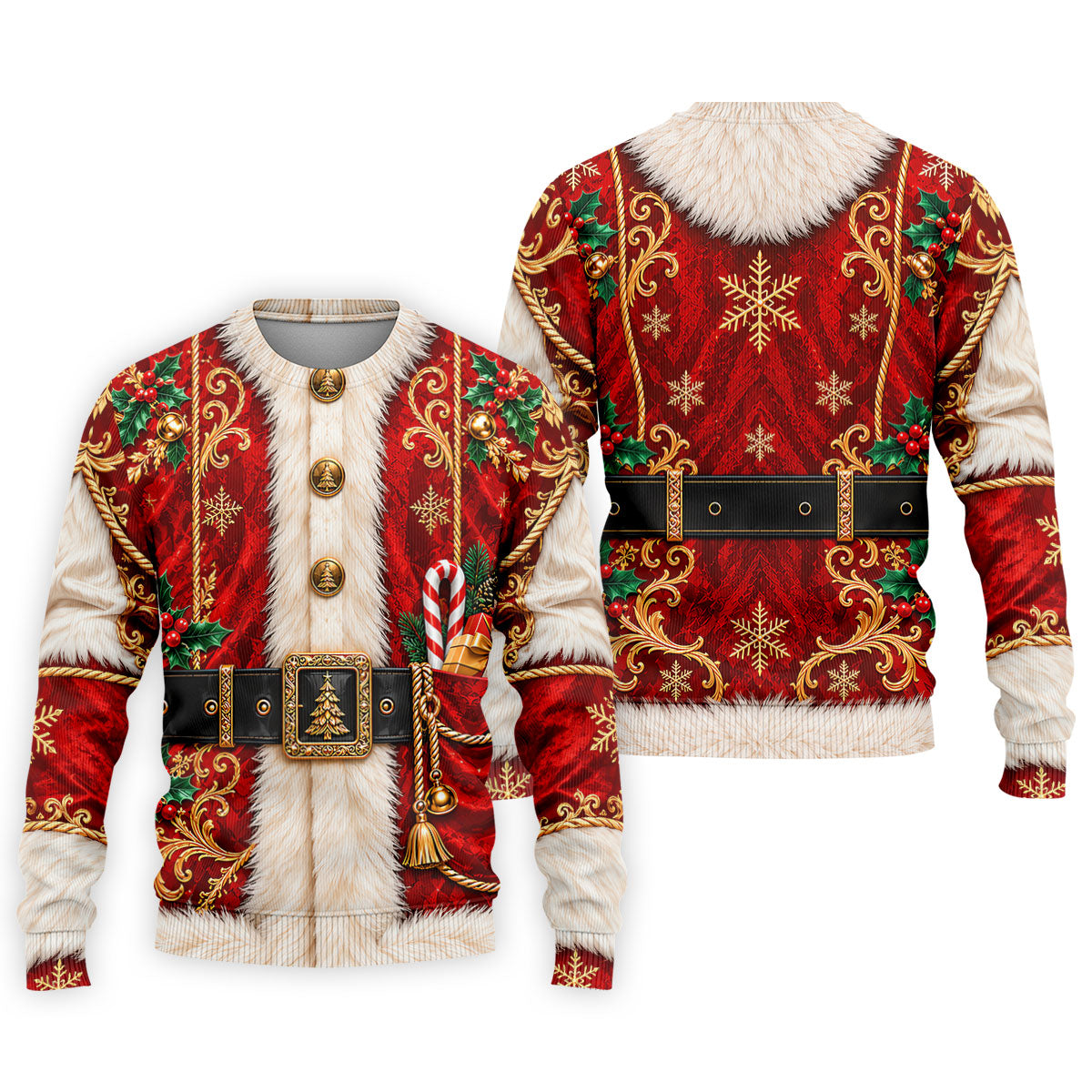 Christmas Ornate Santa Suit Golf Shirt, Golf Shirts For Men, Mens Holiday Golf Shirts