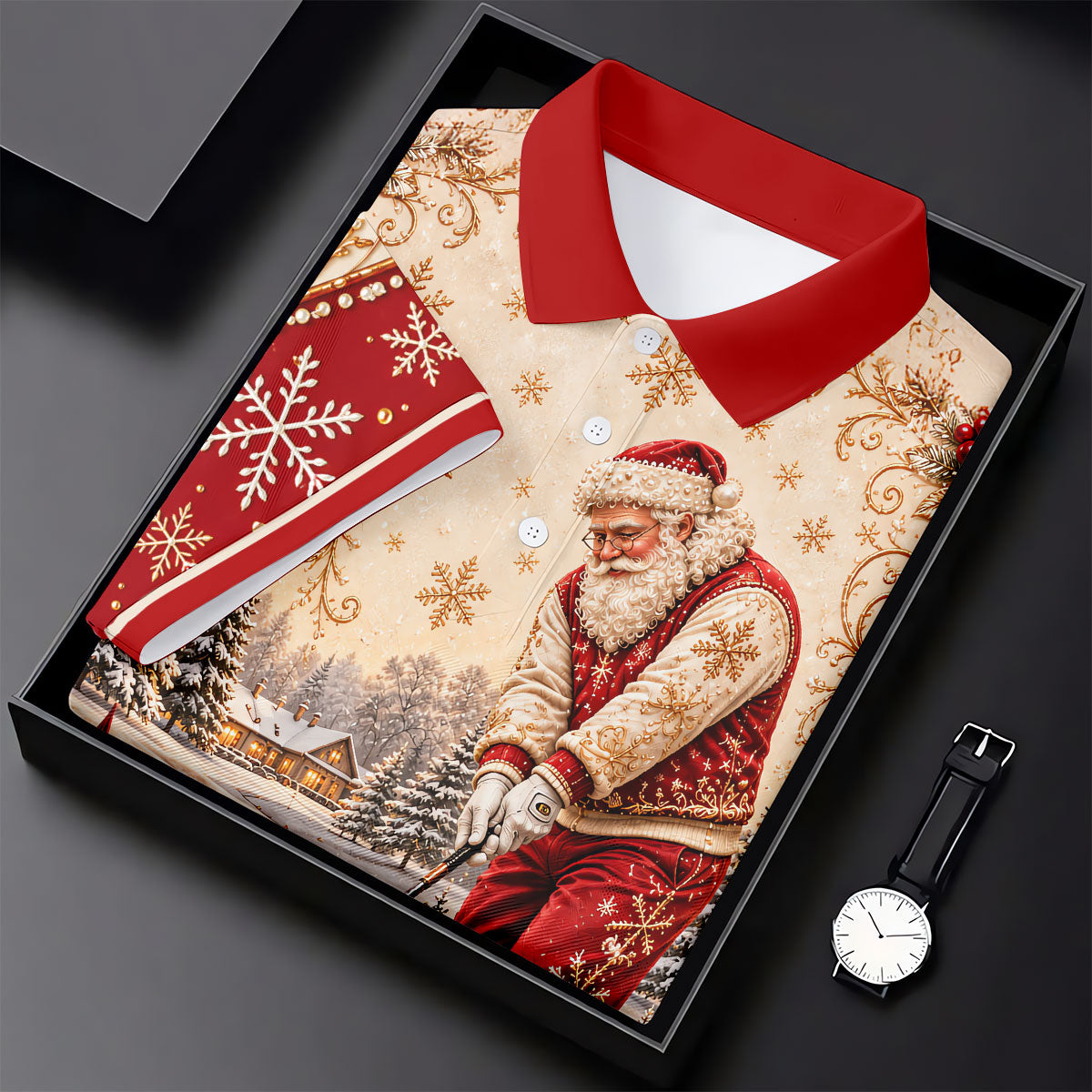 Christmas Vintage Santa Winter Golf Shirt, Golf Gifts For Men, Mens Golf Apparel