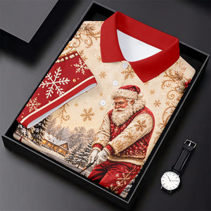 Christmas Vintage Santa Winter Golf Shirt, Golf Gifts For Men, Mens Golf Apparel
