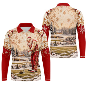Christmas Vintage Santa Winter Golf Shirt, Golf Gifts For Men, Mens Golf Apparel