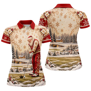 Christmas Vintage Santa Winter Golf Shirt, Ladies Golf Shirts, Golf Gifts For Women