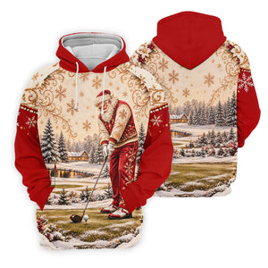 Christmas Vintage Santa Winter Golf Shirt, Golf Gifts For Men, Mens Golf Apparel