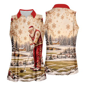 Christmas Vintage Santa Winter Golf Shirt, Ladies Golf Shirts, Golf Gifts For Women