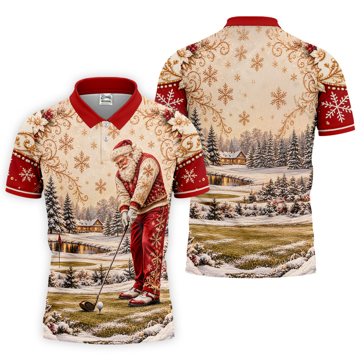 Christmas Vintage Santa Winter Golf Shirt, Golf Gifts For Men, Mens Golf Apparel
