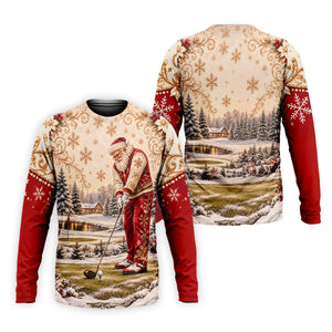 Christmas Vintage Santa Winter Golf Shirt, Golf Gifts For Men, Mens Golf Apparel